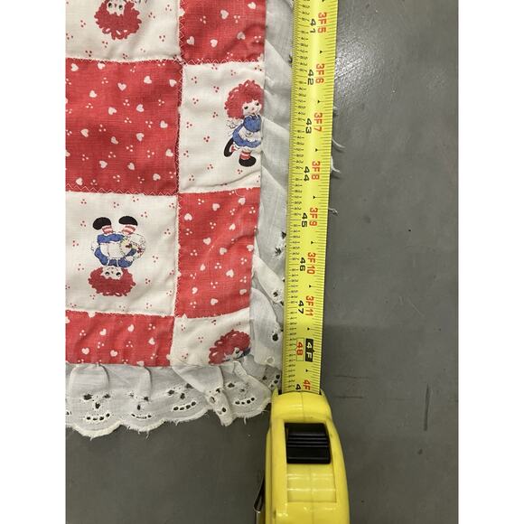 Vintage Hand Made Hand Quilted raggedy Anne Patchwork Baby Quilt Cottagecore See - Picture 9 of 9
